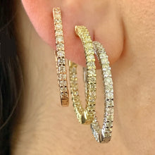 Load image into Gallery viewer, Gold and Diamond Hoop Earrings (choose your color)