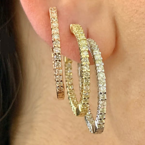 Gold and Diamond Hoop Earrings (choose your color)