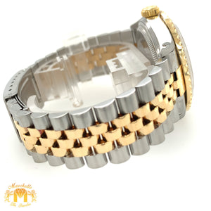 36mm Rolex Datejust Watch with Two-tone Jubilee Diamond Bracelet (quick-set, burgundy dial)