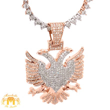 Load image into Gallery viewer, 14k Gold Two-Headed Eagle Diamond Pendant and Gold Diamond Tennis Chain Set (various colors)