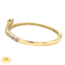 Load image into Gallery viewer, Gold and Diamond Twin Hearts Cuff Bracelet (choose your color)