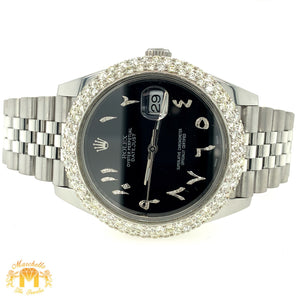 5.50ct Diamond 41mm Rolex Datejust 2 Watch with Stainless Steel Jubilee Bracelet (flower setting, custom Arabic numerals dial)