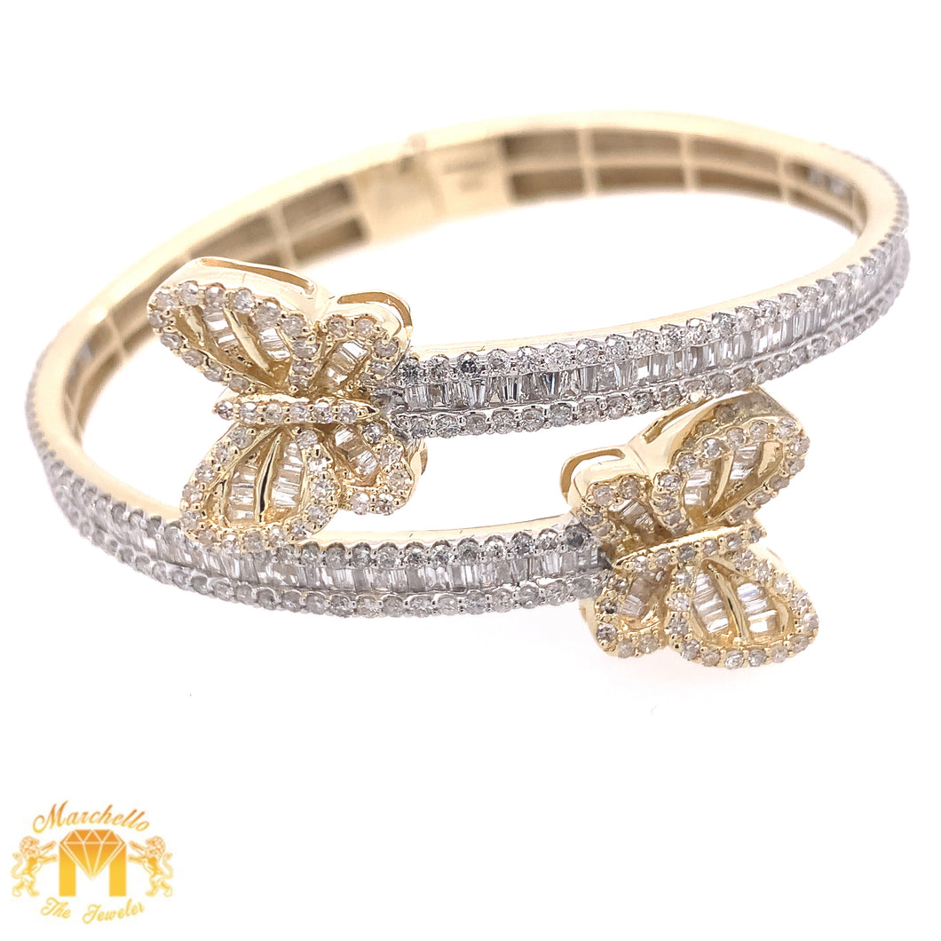 4.15ct Diamond and Gold Twin Butterflies Bangle Bracelet