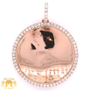 5.9ct Diamond 14k Gold XXL Round Memory Picture Pendant Only (solid back)