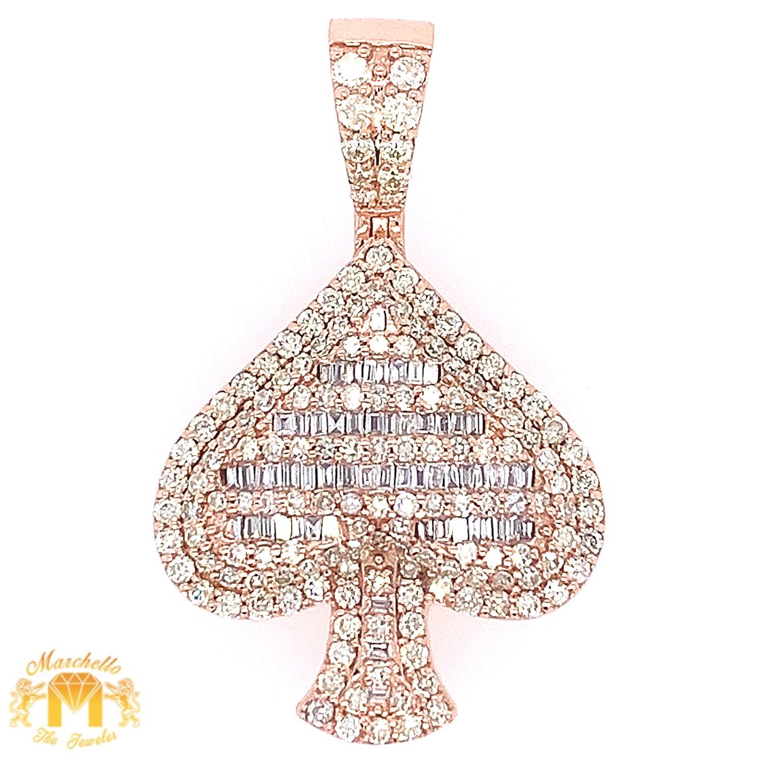 14k Gold Ace of Spades Diamond Pendant and Miami Cuban Link Chain Set