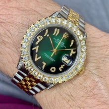 Load image into Gallery viewer, 4ct Diamond 36mm Rolex Datejust Watch with Two-tone Jubilee Bracelet (dark green dial, quick-set)