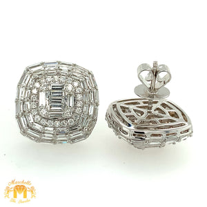 VVS/vs high clarity diamonds set in a 18k White Gold 16.5mm Spider Web Diamond Earrings (large VVS baguettes)