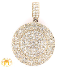 Load image into Gallery viewer, 3.76ct Circle Pendant 3D 14k Yellow Gold Round Diamond and Gold Cuban Chain Set