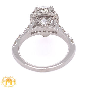 18k White Gold Pear Shaped Engagement Diamond Ring with a Halo (1.51ct Pear Shaped Solitaire Center Stone)