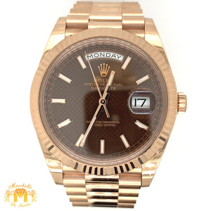 41mm Rolex Day Date II Presidential Watch with Rose Gold Oyster Bracelet (chocolate dial)