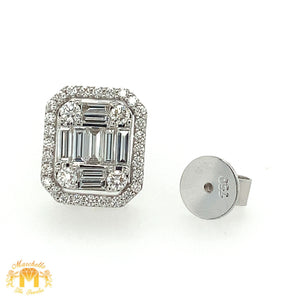 VVS/vs high clarity diamonds set in a 18k White Gold Octagon Earrings (extra large VVS baguettes)