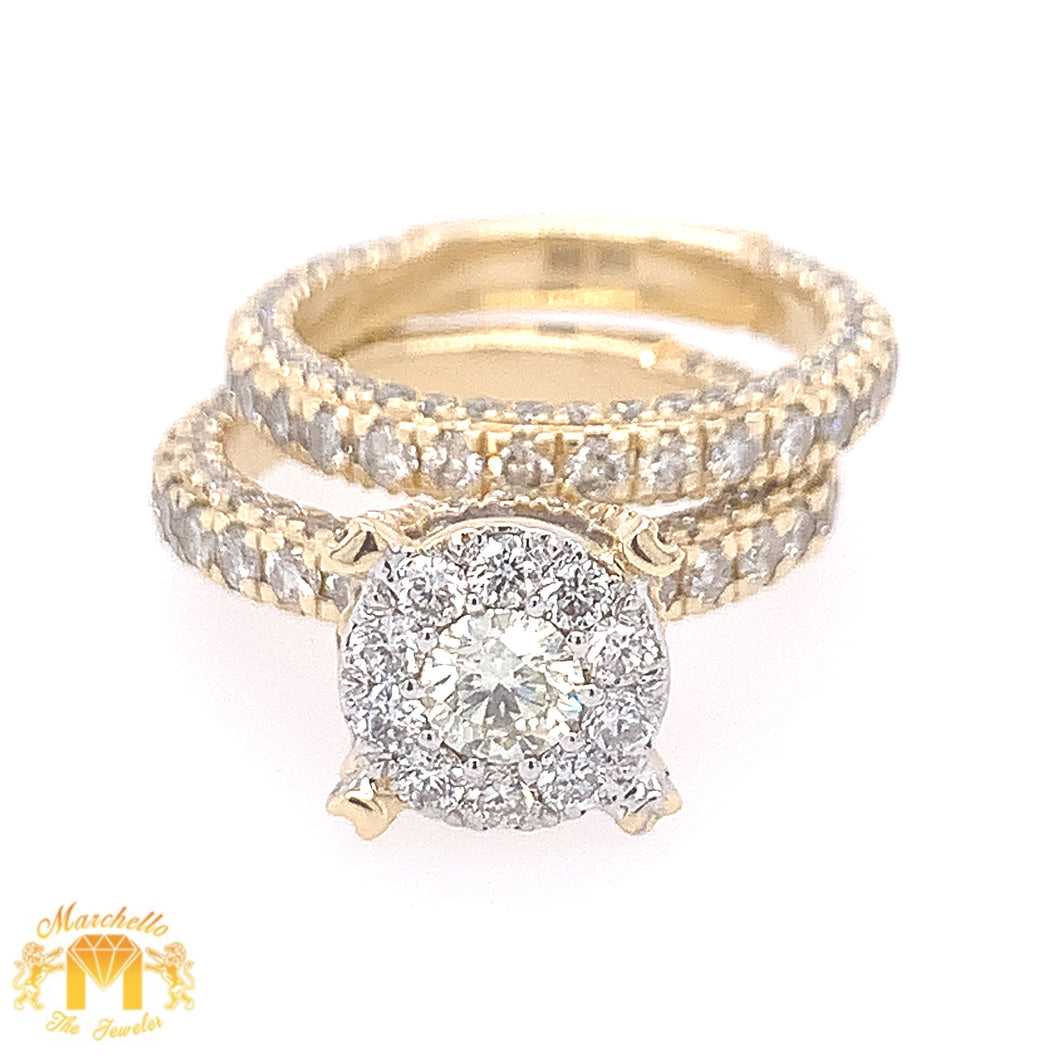 14k Gold 2-piece Bridal Set with round Diamond (high rise)