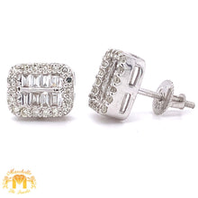 Load image into Gallery viewer, Baguette and Round Diamond 14k Gold Elongated Square Earrings