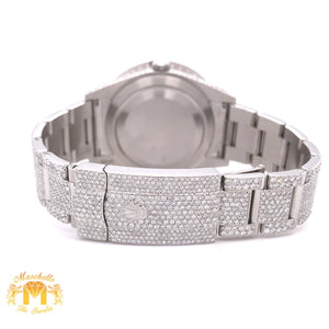 Iced Out Rolex Oyster Perpetual Diamond Watch with Stainless Steel Oyster Bracelet (39 mm, gray dial)