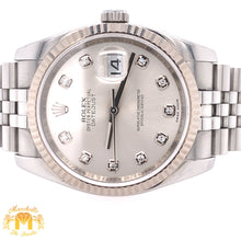 Load image into Gallery viewer, 36mm Rolex Datejust Watch with Stainless Steel Jubilee Bracelet (fluted bezel, factory diamond dial, newer model)