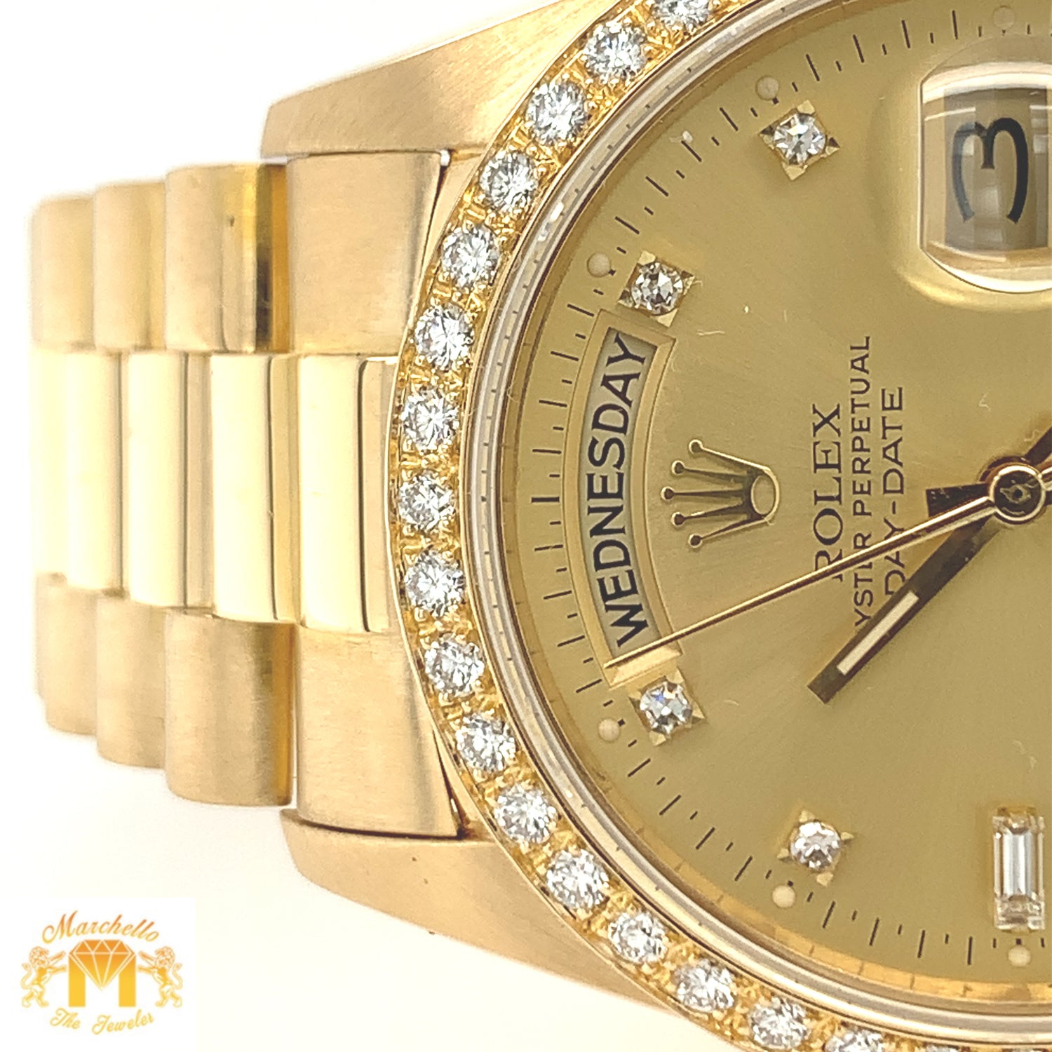 36mm 18k Gold Rolex Day Date Presidential Watch (factory parts head-to-toe)