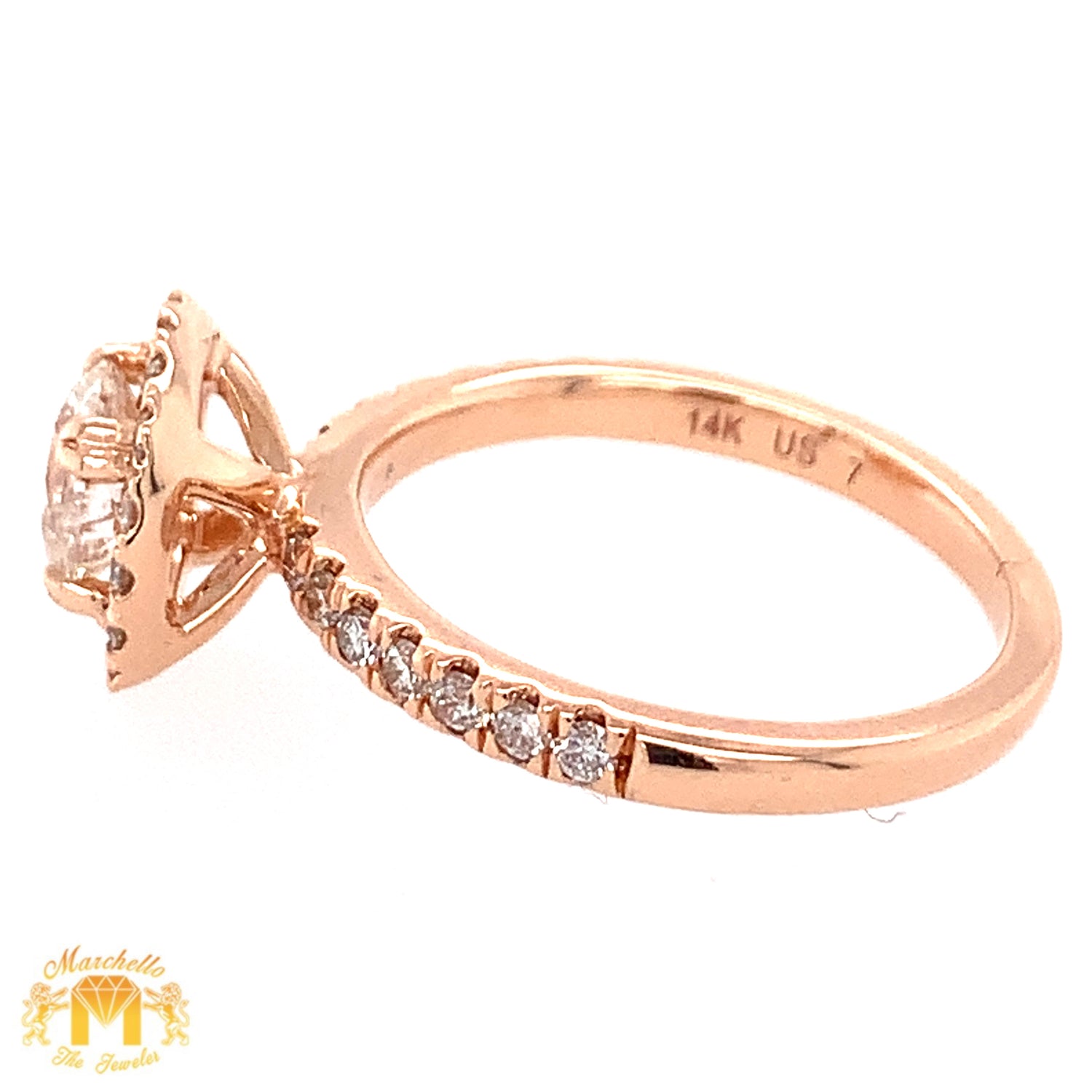 14k Rose Gold Engagement Ring with round Diamond (1ct center stonesquare halo)