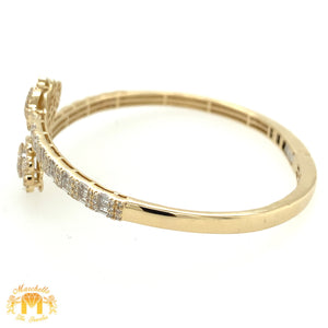 Gold and Diamond Twin Hamsas Cuff Bracelet (choose your color)
