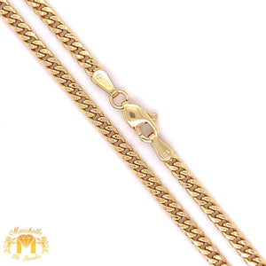 Diamond and Gold Heart Pendant with Gold Cuban Link Chain