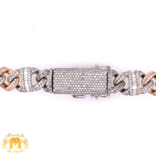 Load image into Gallery viewer, 14k Two-tone Gold 12.5mm Fancy Cuban Mariner Link Necklace with baguette &amp; round diamonds