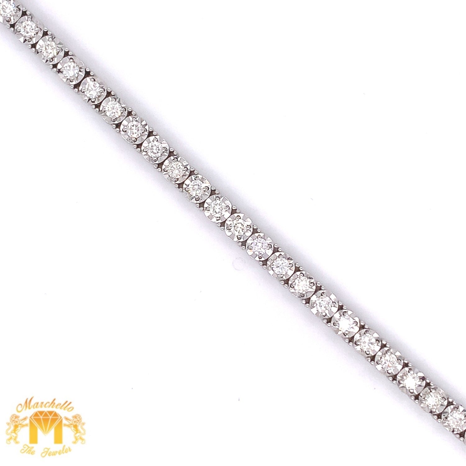 3ct Round Diamond 14k White Gold Tennis Bracelet (illusion setting)