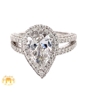 GIA Certified: 4.05ct Diamond 18k White Gold Pear Shaped Engagement Ring (2.4ct Pear Shaped Solitaire Center Stone)