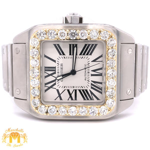 42mm Cartier Santos de Cartier Watch with XXL Diamond Bezel (large model, custom two-tone)
