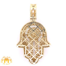 Load image into Gallery viewer, 14k Gold Large Hamsa Diamond Pendant and 4mm Cuban Link Chain Set