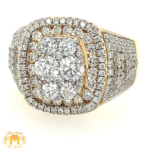 3.9ct Diamond 14k Yellow Gold Diamond Men's Ring (6 jumbo diamonds)