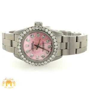 24mm Ladies’ Rolex Oyster Perpetual Stainless Steel Diamond Watch (diamond hour markers)
