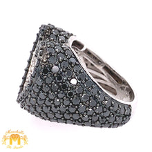 Load image into Gallery viewer, 6.2ct Black and White Diamond 14k White Gold 3D Heart Ring
