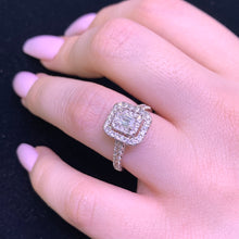 Load image into Gallery viewer, 14k Gold Double Halo Square-Shaped Engagement Diamond Ring (emerald-cut solitaire center)
