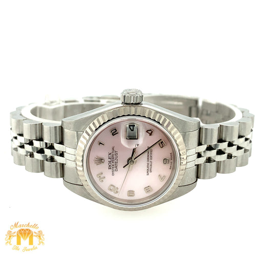 26mm Ladies’ Rolex Datejust Watch with Stainless Steel Jubilee Band (quick set, factory pink mother-of-pearl dial)
