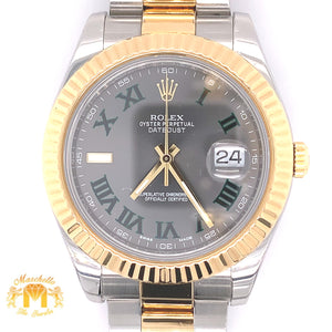 41mm Rolex Datejust 2 Watch with Two-tone Oyster Band and Fluted Bezel (Wimbledon dial)