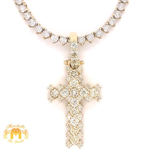 3.9ct Diamond and Gold Tennis Chain and 14k Gold Cross Pendant Set (1 pointers, large diamonds on pendant)