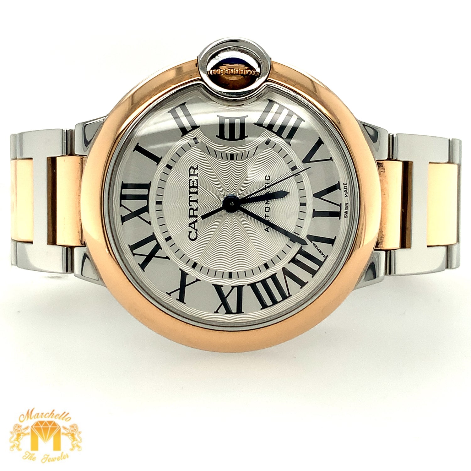 36mm Ballon Bleu De Cartier Watch, Rose Gold and Stainless Steel