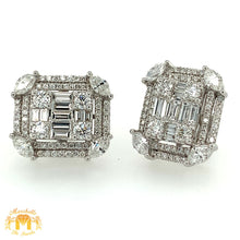Load image into Gallery viewer, VVS/vs high clarity diamonds set in a 18k White Gold Rectangular Earrings (large VVS baguettes)