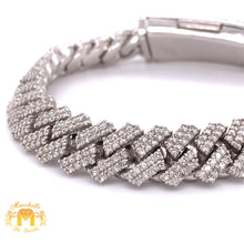 Load image into Gallery viewer, 14k White Gold 11.6mm Digital Cuban Bracelet with Round Diamond (solid, prong setting)
