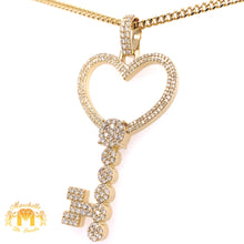 Load image into Gallery viewer, 14k Gold Palm-size Key Diamond Pendant and Gold Rope Chain Set