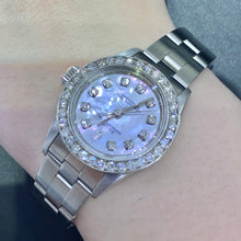 Load image into Gallery viewer, 24mm Ladies’ Rolex Oyster Perpetual Stainless Steel Diamond Watch (mother-of-pearl, diamond hour markers)