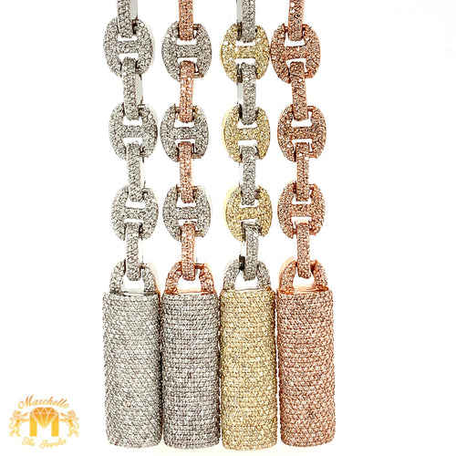 5.86ct Diamond and Gold 8.5mm Box Clasp Mariner Link Chain (choose a color)