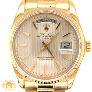 36mm 18k Gold Rolex Day Date Presidential Watch (tuxedo dial, quick set)