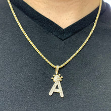 Load image into Gallery viewer, Gold and Diamond Initial Pendant paired with 2mm Gold Ice Link Chain