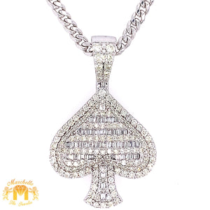 14k Gold Ace of Spades Diamond Pendant and Miami Cuban Link Chain Set