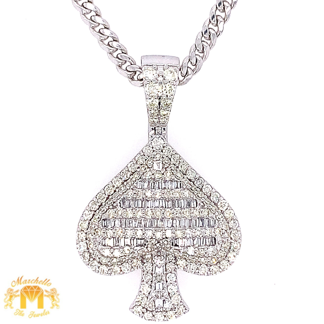 14k Gold Ace of Spades Diamond Pendant and Miami Cuban Link Chain Set