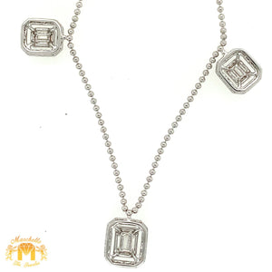 VVS/vs high clarity diamonds set in a 18k White Gold 5 Squares Ladies' Diamond Necklace (VVS baguettes)