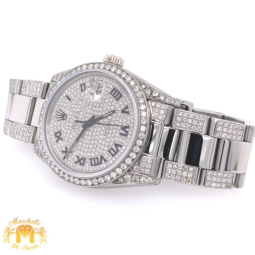 36mm Stainless Steel Rolex Datejust Watch with Custom Diamond Dial and Oyster Bracelet (quick-set)