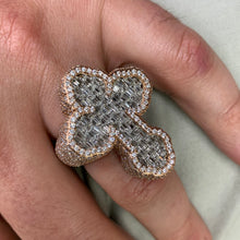 Load image into Gallery viewer, 8.38ct Diamond 14k Rose Gold 3D Cross Ring (solid, emerald-cut VS diamonds)