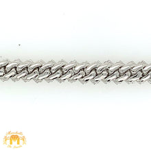 Load image into Gallery viewer, White Gold 8mm Diamond Edge Cuban Bracelet with Round Diamonds (solid, box clasp)