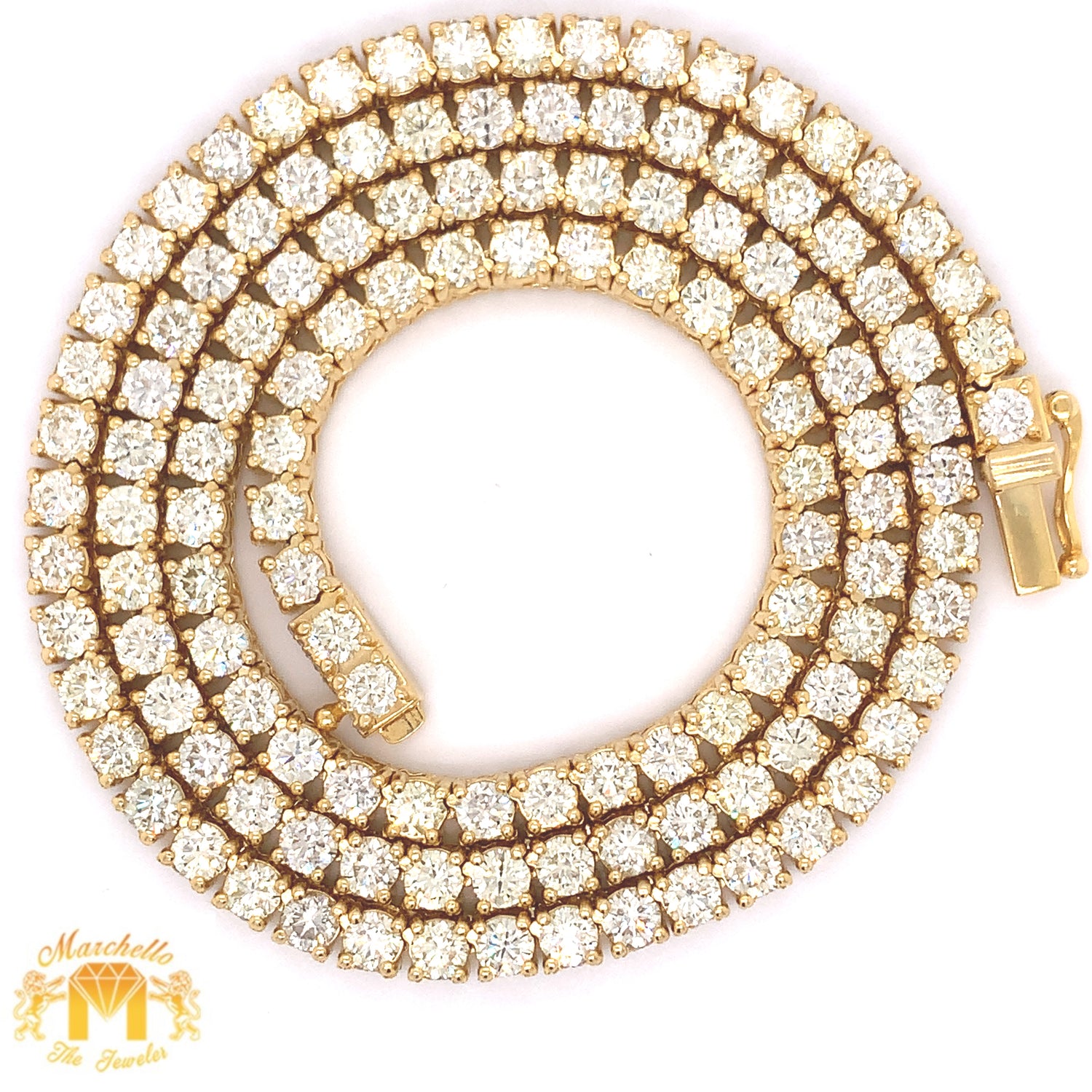 37.9ct Diamond 14k Gold Tennis Chain (25 pointers, side diamonds)